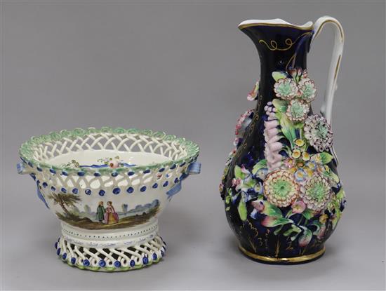 A Coalbrookdale ewer and a bowl ewer height 24cm